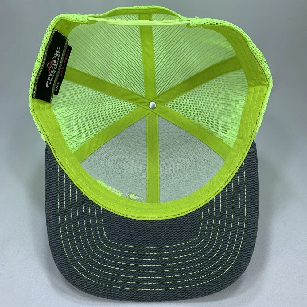 EIS Energy Inspection Services Hat Gray Yellow Mesh Pacific Snapback Trucker Cap